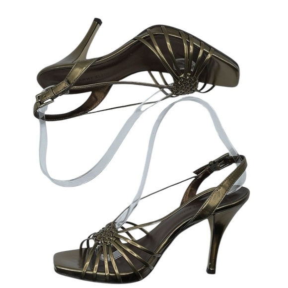 ANNE KLEIN Bronze Platform Open Toe Strap size 9 High Heeled - Picture 3 of 6